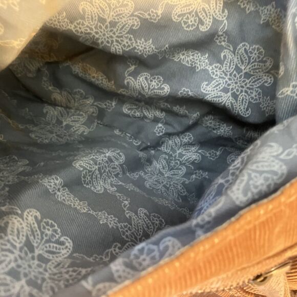 Fossil Brown Corduroy Crossbody Messenger Handbag Adjustable Strap Y2K Purse - Picture 12 of 15